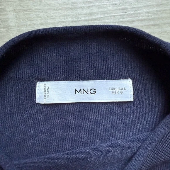 MNG Mango Striped Fine Knit Short Sleeves Top Size L Navy Blue And White - Picture 3 of 8